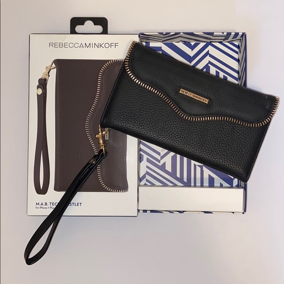 Rebecca Minkoff Black Leather MAB iphone Wristlet - Picture 2 of 13